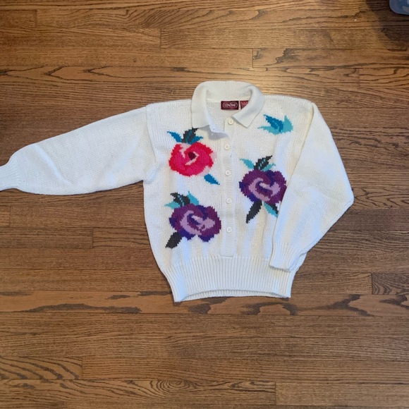 Vintage Ginenne Floral Collared Sweater - Picture 2 of 6
